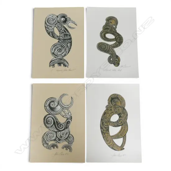 4 MANAIA PRINTS by JOHN CROSS unframed, each signed & dated '93 420x290mm