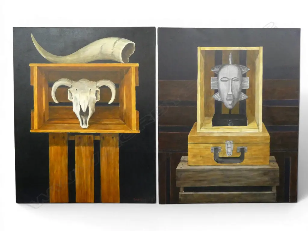ROGER STAPLES, TWO STILL LIFE PAINTING, OIL ON CANVAS (2), 755 X 610mm Image 1++