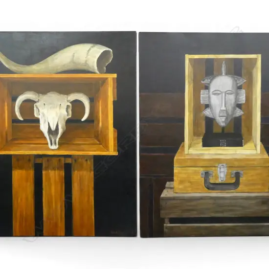 ROGER STAPLES, TWO STILL LIFE PAINTING, OIL ON CANVAS (2), 755 X 610mm