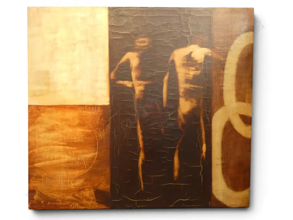 SIGNED ARTWORK 'EVOLVING SEQUENCES' ACRYLIC ON CANVAS, 1998 900x1000mm Image 1++