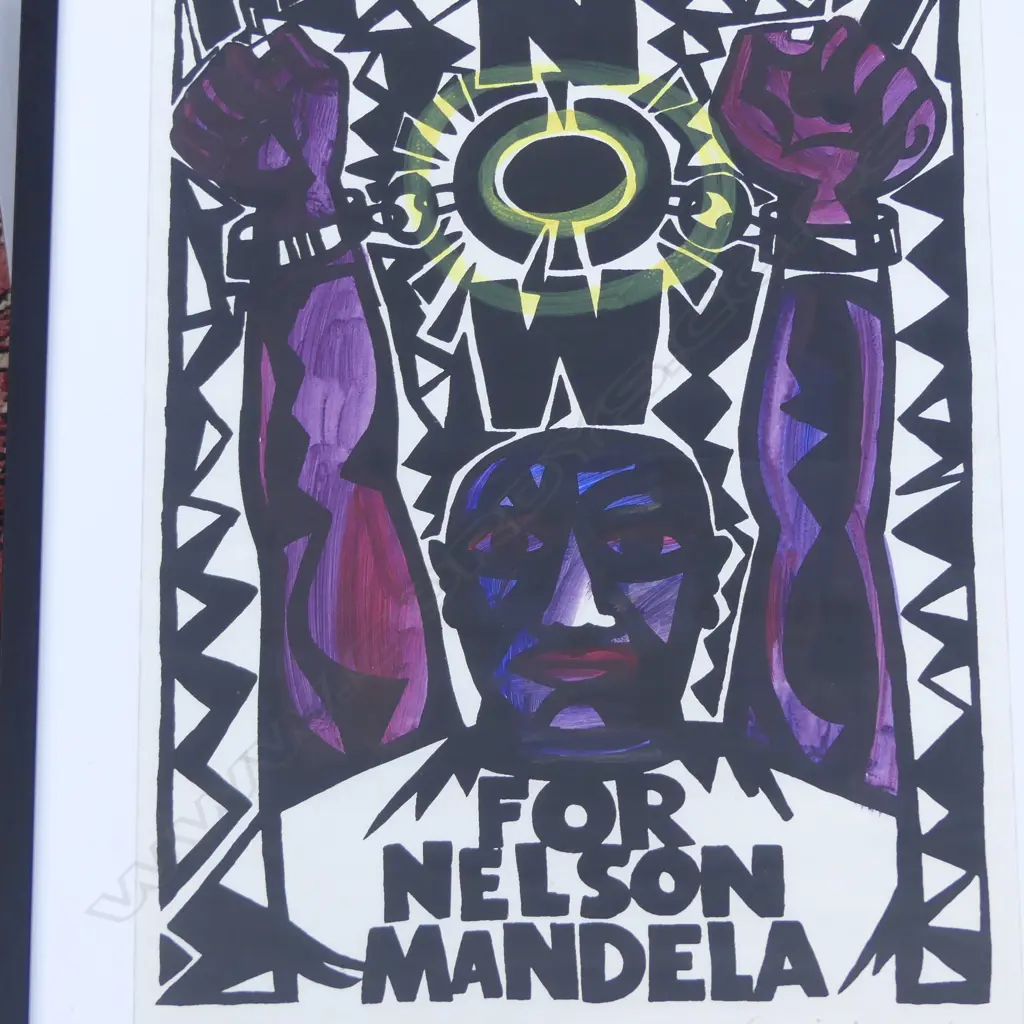 MURRAY GRIMSDALE PRINT 'FREEDOM NOW FOR NELSON MANDELA' 46/50 610mm x 395mm Image 1++