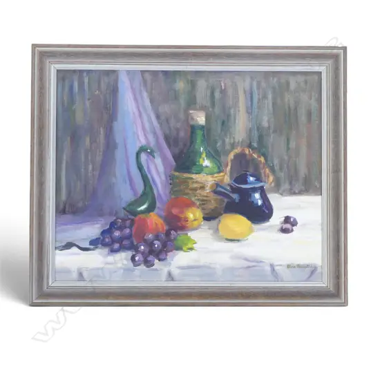 SIGNED STILL LIFE ACRYLIC ON BOARD 390x490mm