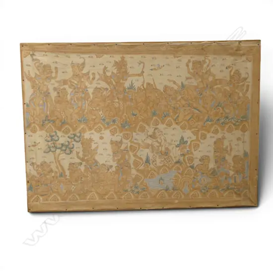 MONTED VINTAGE BALINESE KAMASAN PAINTING , THE RAMAYANA