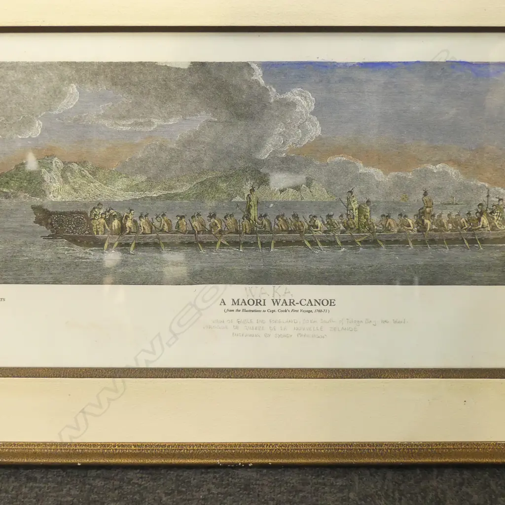 PRINT 'A MAORI WAR-CANOE' AVON FINE PRINTS 295x610mm Image 1++