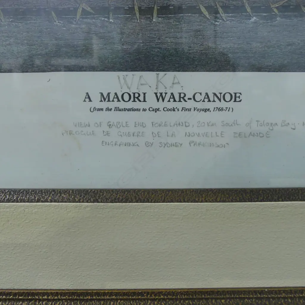 PRINT 'A MAORI WAR-CANOE' AVON FINE PRINTS 295x610mm Image 1++