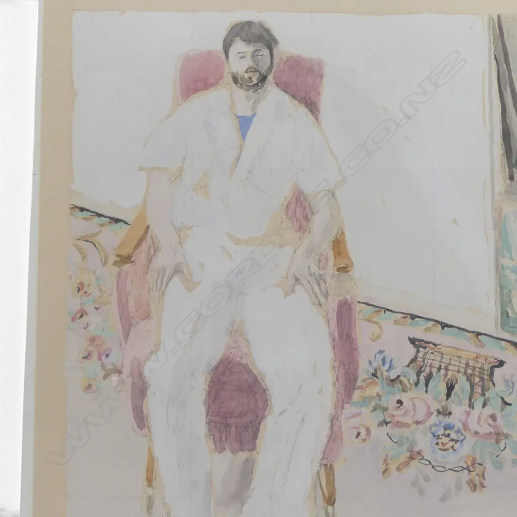 ARTIST UNKNOWN, 'MAN IN CHAIR' WATERCOLOUR, 575 X 425mm Image 1++