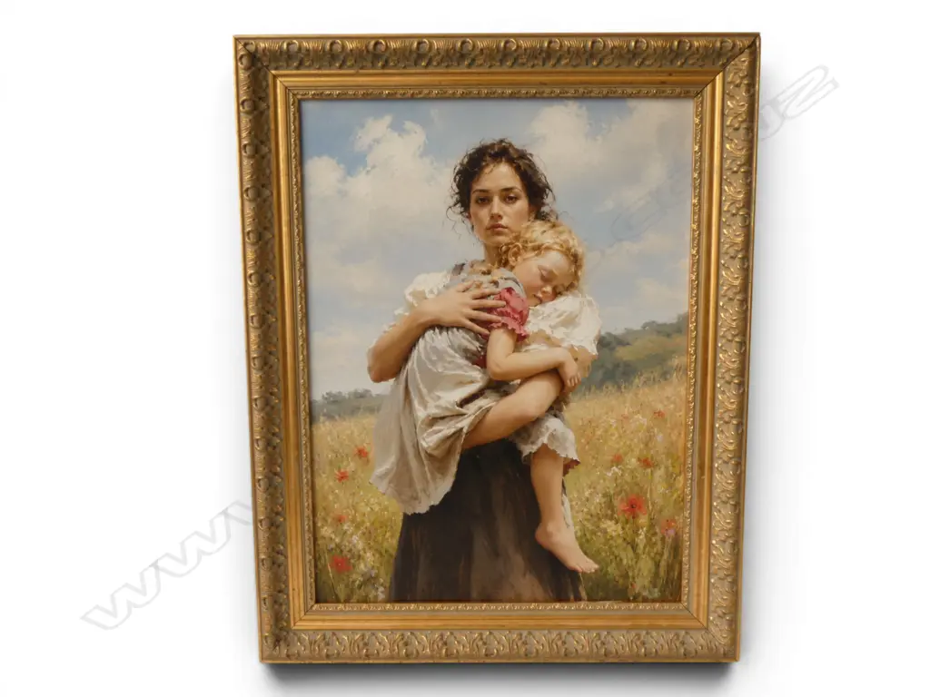 WOMAN HOLDING CHILD, DIGITAL PRINT ON CANVAS BOARD 520x385mm Image 1++