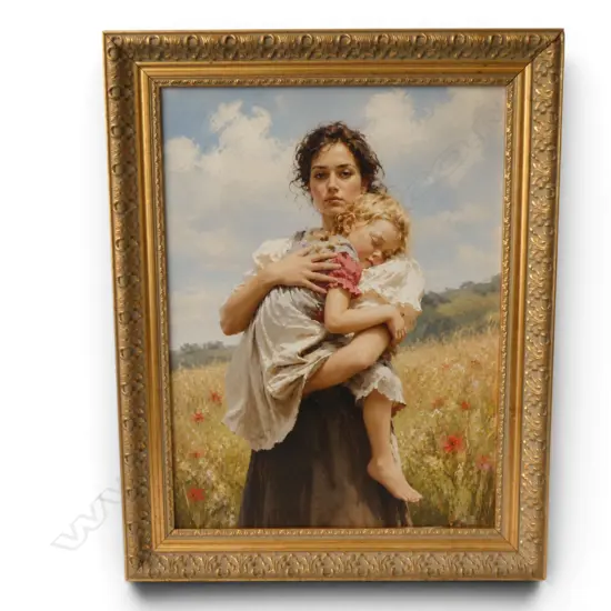 WOMAN HOLDING CHILD, DIGITAL PRINT ON CANVAS BOARD 520x385mm