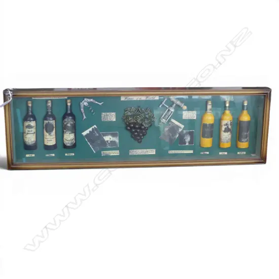 GLASS FRAMED ‘WINES OF THE WORLD’ DISPLAY CASE, L.800MM W.240MM D.55MM