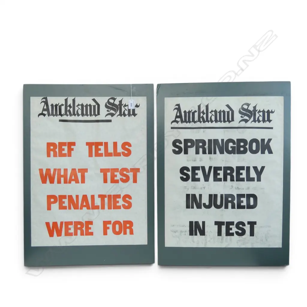 TWO 1970 AUCKLAND STAR RUGBY BILLBOARDS ALL BLACKS SPRINGBOKS, L.570MM Image 1++