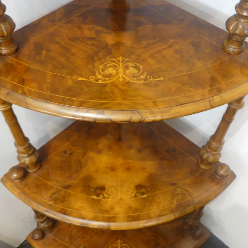 VICTORIAN WALNUT 4 TIER CORNER WHAT NOT 470x470x1280mm Image 1++