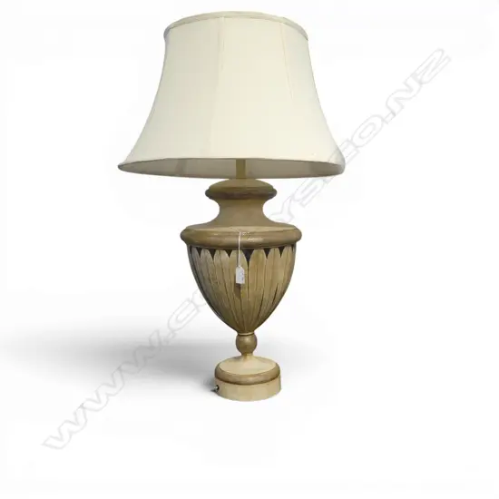 FRENCH ANTIQUE STYLE LARGE METAL & COMPOSITION TABLE LAMP WITH SHADE. H.800mm