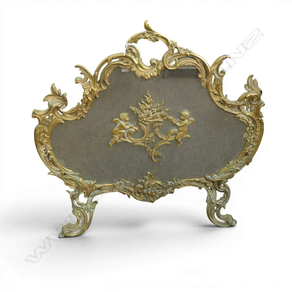 ORNATE BRASS FIRE SCREEN 700x700mm Image 1++