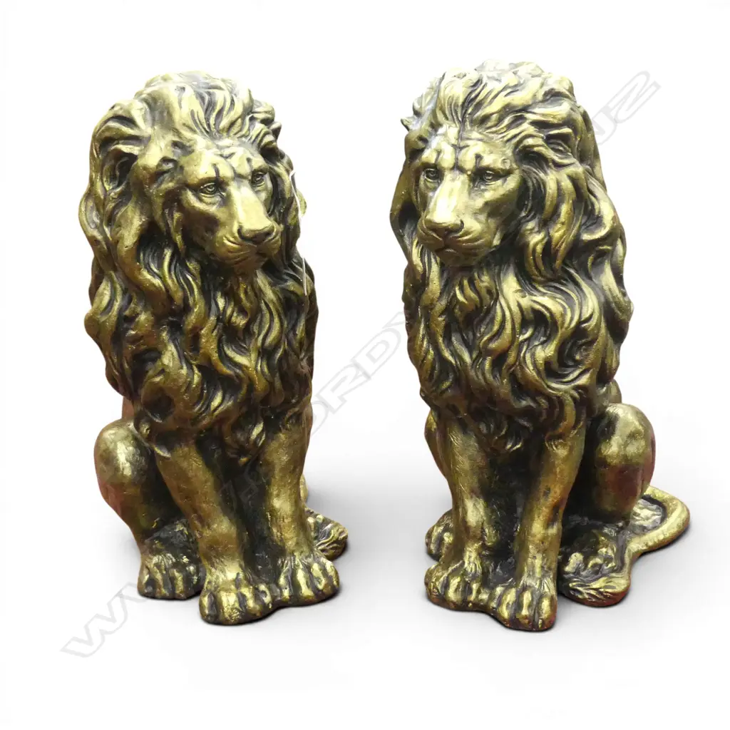 PR GILDED CONCRETE LIONS H.540mm Image 1++
