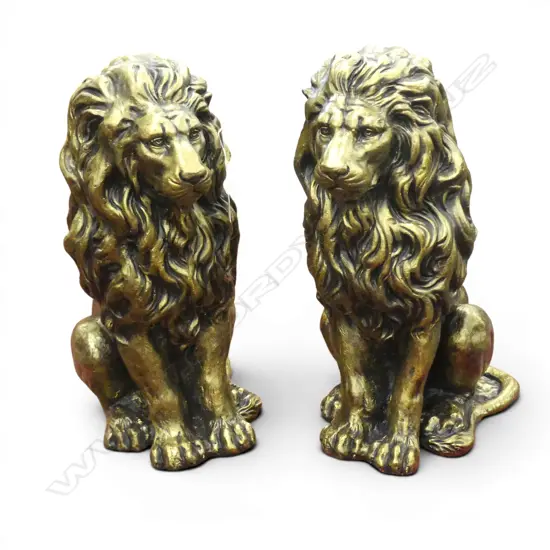 PR GILDED CONCRETE LIONS H.540mm