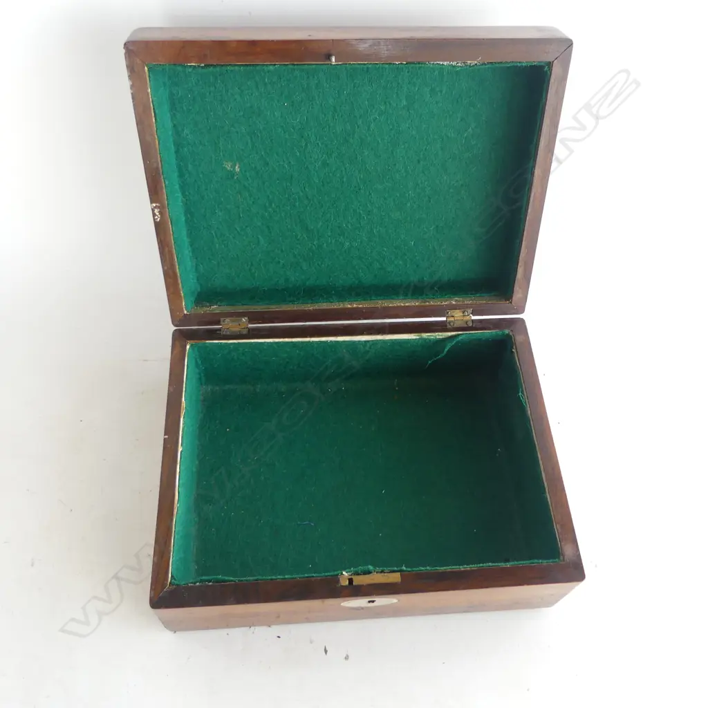VICTORIAN ROSEWOOD JEWEL BOX plain interior. MOP inlay 300 x 220 x 120mm Image 1++