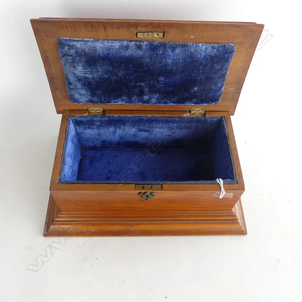 N.Z. COLONIAL MARQUETRY INLAID NATIVE TIMBER BOX w. felt interior 380x230x150mm Image 1++