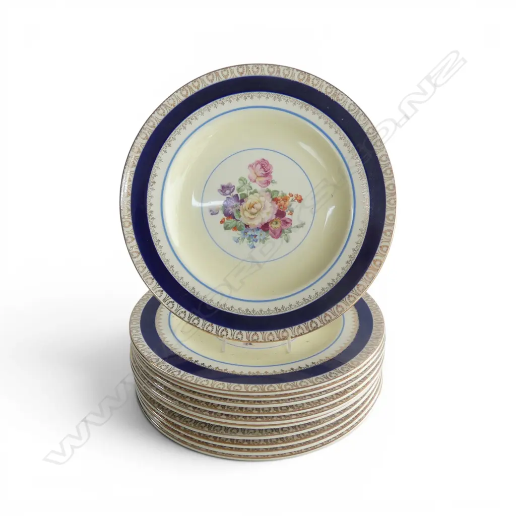 11 VINTAGE FLORAL DINNER PLATES 270mm dia Image 1++