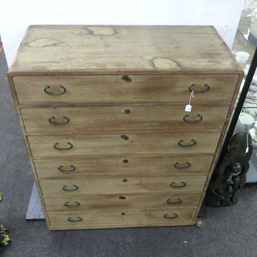 JAPANESE TALL VINTAGE TANSU CHEST 935 x 435 x 1170mm Image 1++