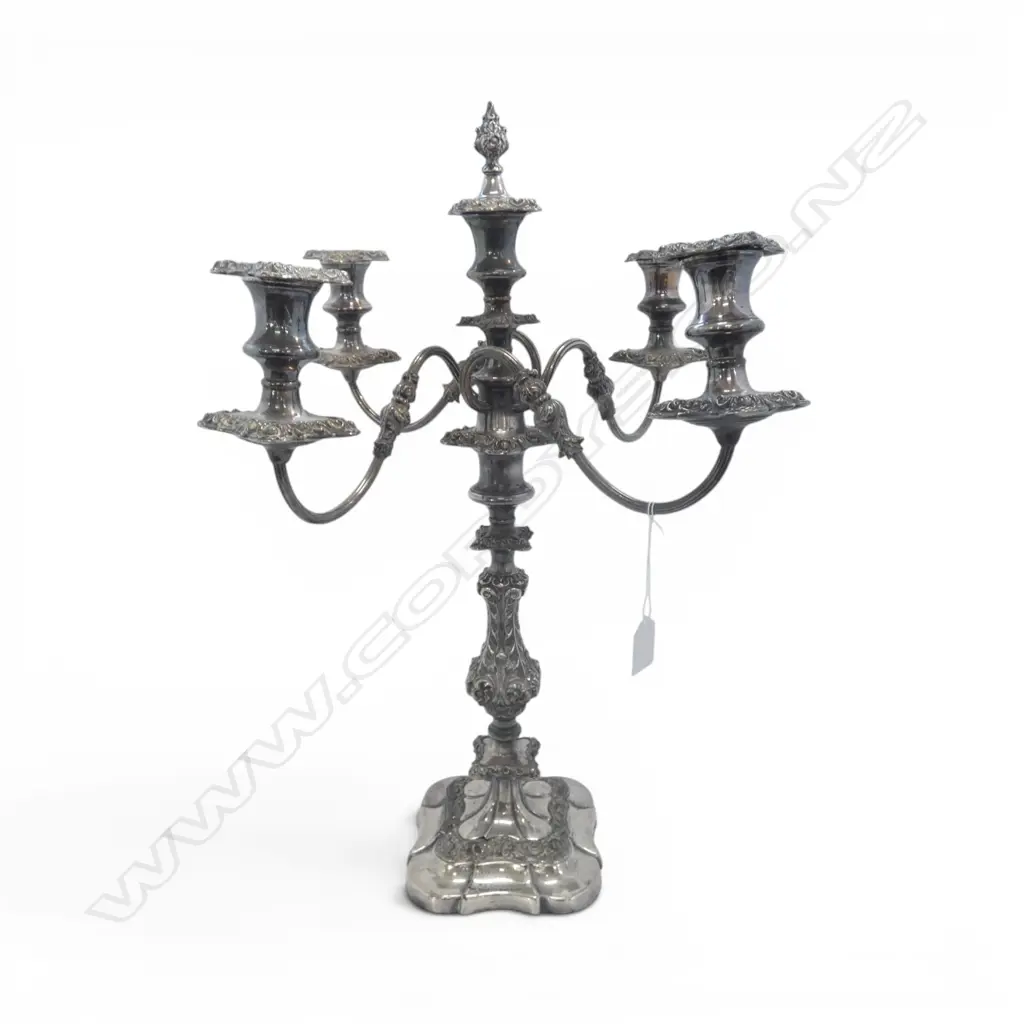 SILVER OVER COPPER CANDELABRA H.550mm 'TALLY HO STEEPLECHASE 1903' Image 1++