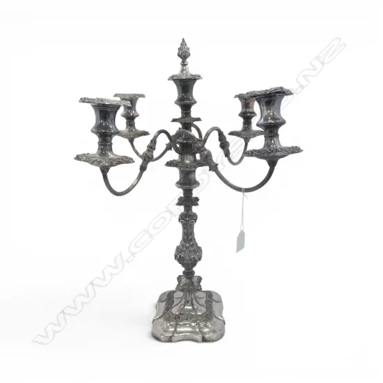 SILVER OVER COPPER CANDELABRA H.550mm 'TALLY HO STEEPLECHASE 1903'