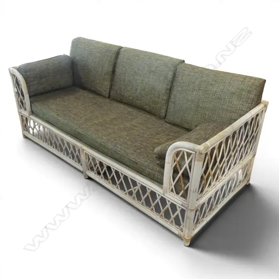 CANE SOFA w. UPHOLSTERED CUSHIONS 1970x830x690mm