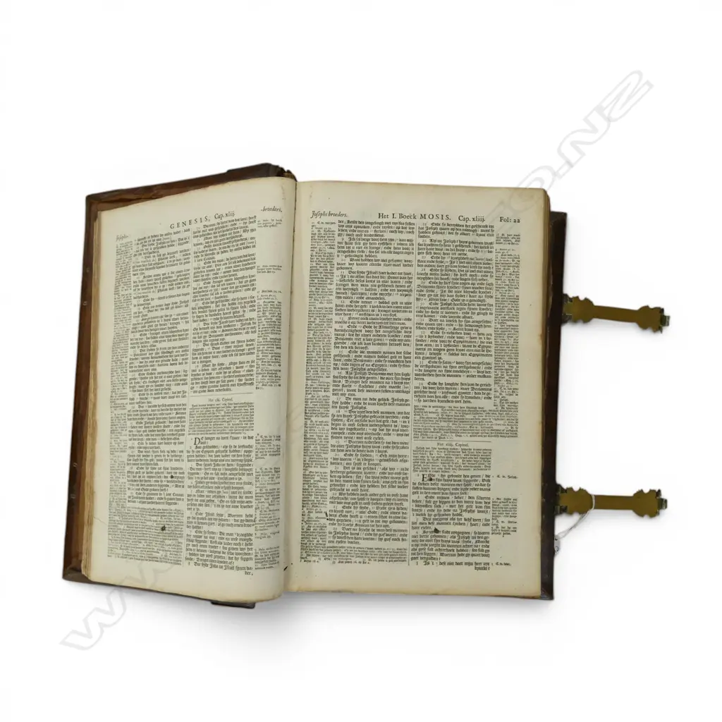 c.18thC EMBOSSED LEATHER & BRASS BOUND DUTCH STATENVERTALING BIBLE Image 1++