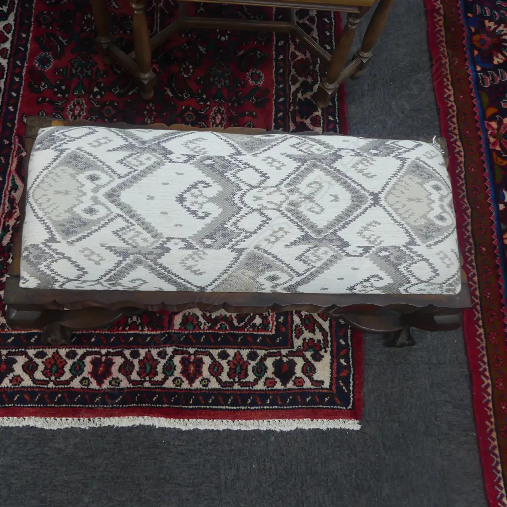 ANTIQUE STOOL, NEWLY REUPHOLSTERED SEAT 850x380x390mm Image 1++