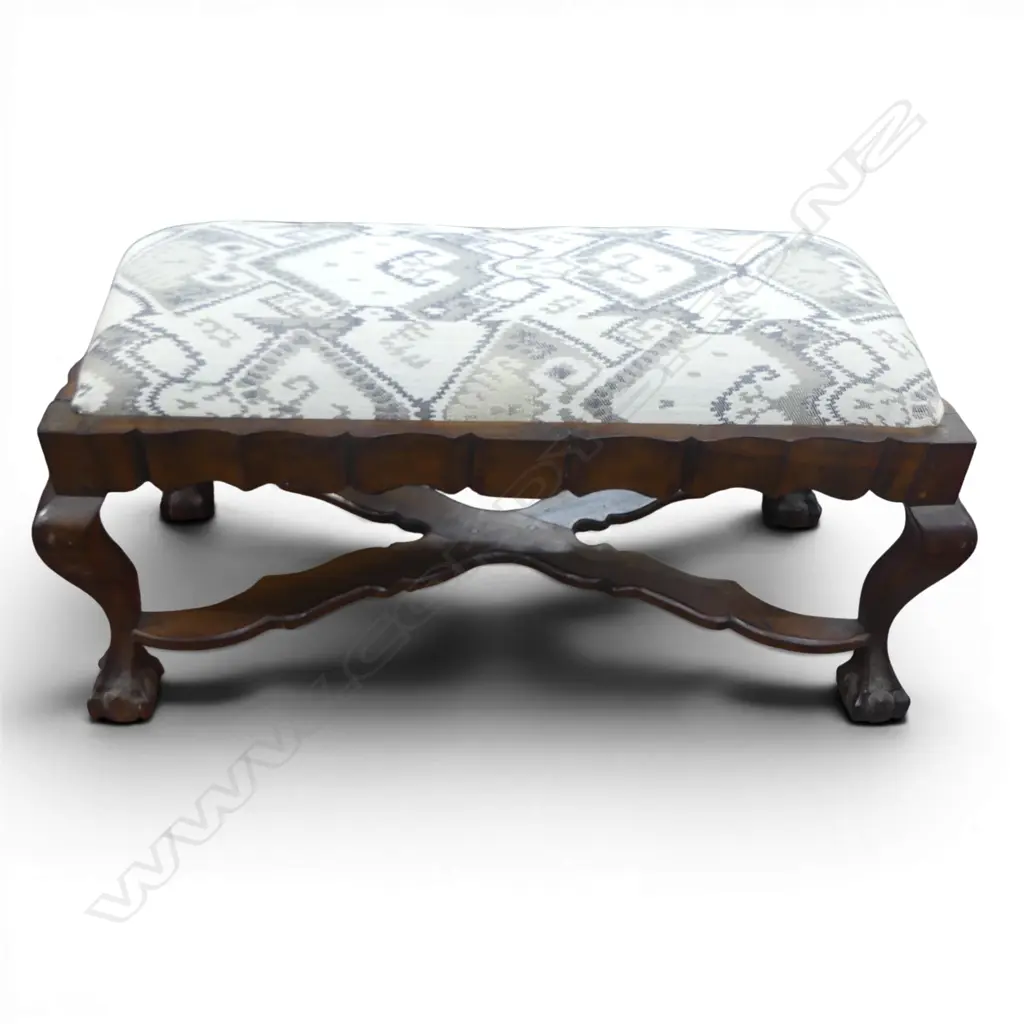 ANTIQUE STOOL, NEWLY REUPHOLSTERED SEAT 850x380x390mm Image 1++
