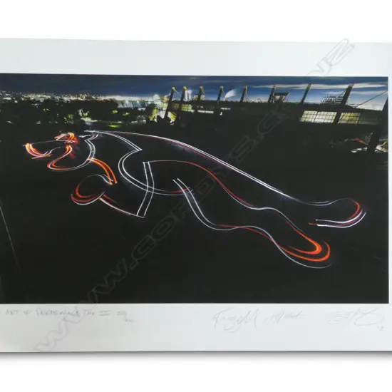 OTIS FRIZZELL & JEFF WOOD 'THE ART OF PERFORMANCE' PRINT 385x570mm COLAB w. JAGUAR 286/400