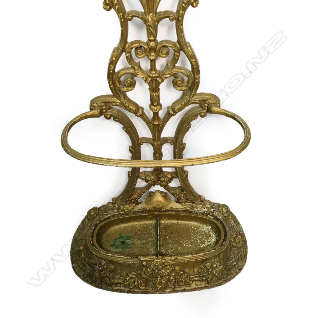 MID / LATE 20thC FRENCH STYLE GILT CAST METAL HALL STAND H.2200mm minor faults Image 1++