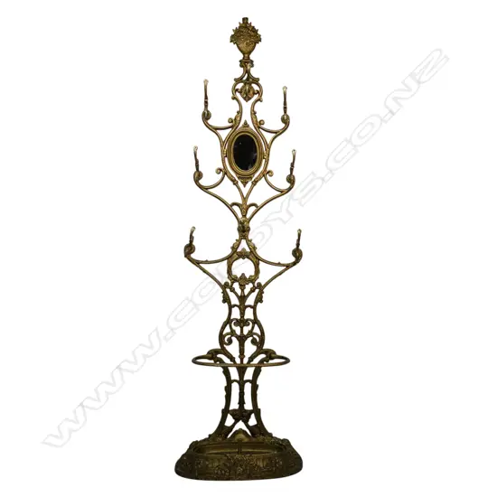 MID / LATE 20thC FRENCH STYLE GILT CAST METAL HALL STAND H.2200mm minor faults