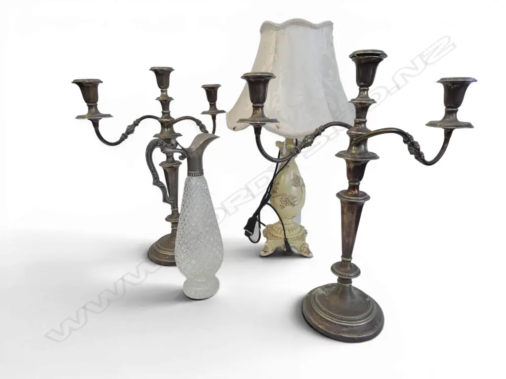 PR EP CANDELABRA H.450mm, CLARET JUG, LAMP Image 1++