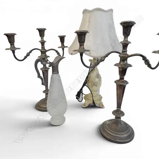 PR EP CANDELABRA H.450mm, CLARET JUG, LAMP