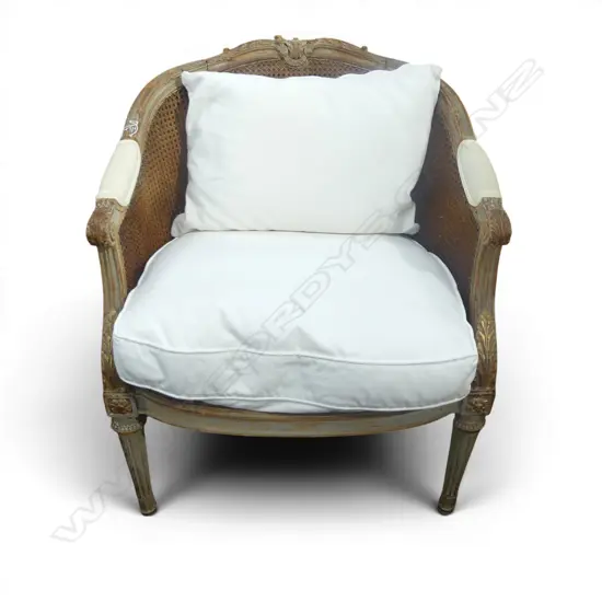 FRENCH STYLE CANED ARMCHAIR