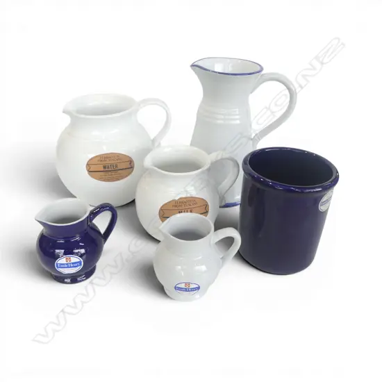 5 CERAMIC JUGS H.235mm + EMILE HENRY UTENSILS POT