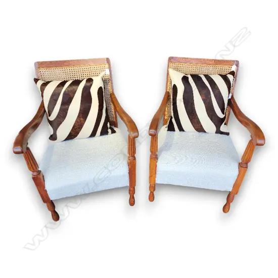 PAIR OF  BERGERE ARMCHAIR NEWLY UPHOLSTERED