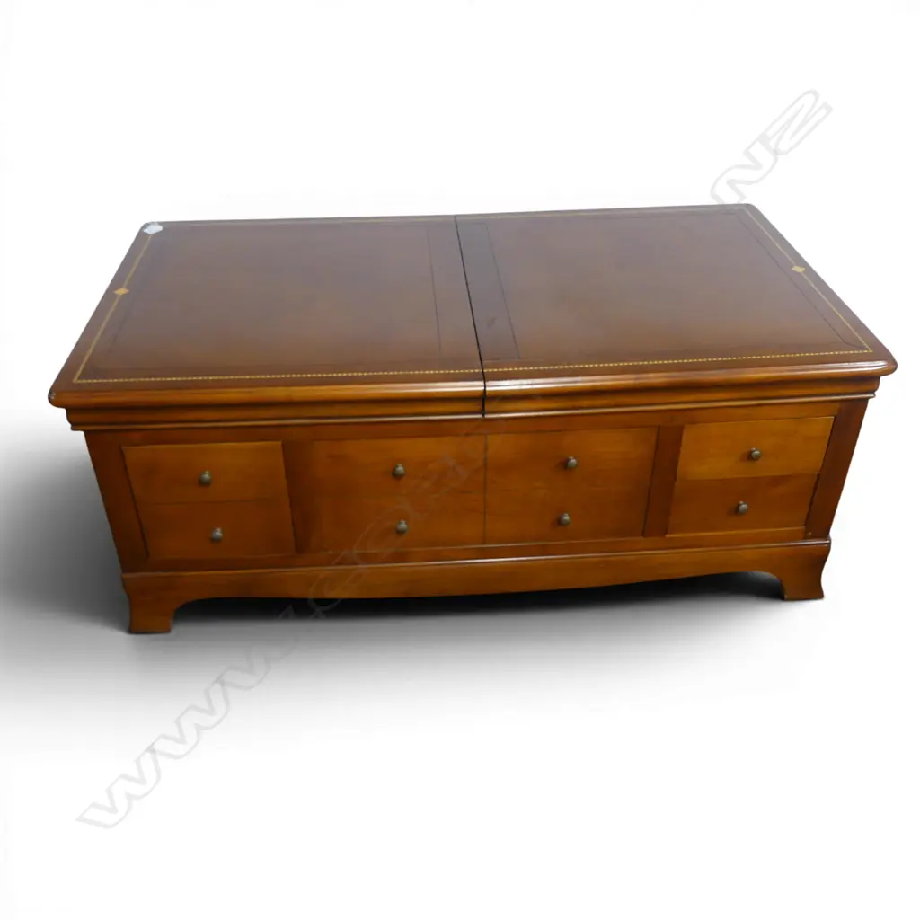 BRIGITTE FORESTIER COFFEE TABLE 1300x700x500mm top slides open to reveal mirrored inner Image 1++