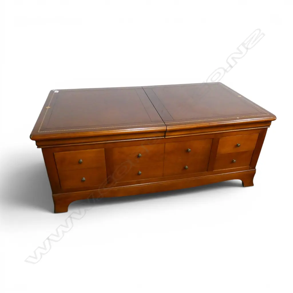 BRIGITTE FORESTIER COFFEE TABLE 1300x700x500mm top slides open to reveal mirrored inner Image 1++