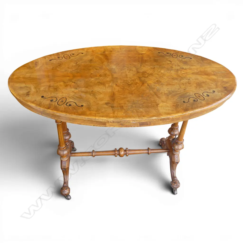 VICTORIAN WALNUT TABLE ON CASTORS 1060x635x710mm Image 1++