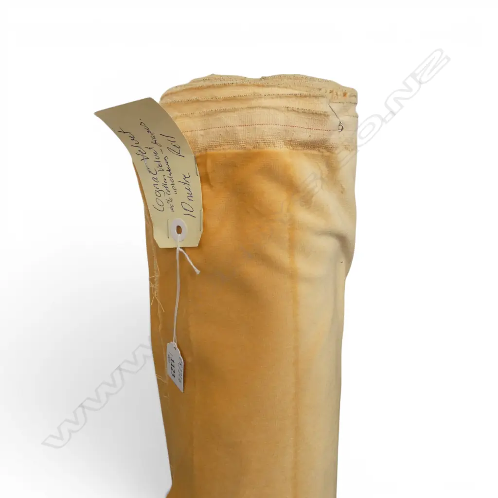 FABRIC BOLT; COGNAC VELVET, COTTON, UPHOLSTERY DRAPES, 10M Image 1++