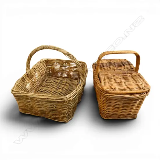 2 LG WOVEN CANE BASKETS W.580mm