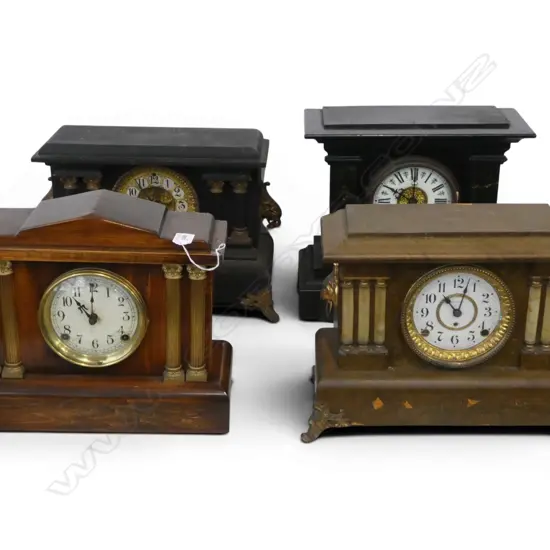 4 ANTIQUE MANTEL CLOCKS H.325mm