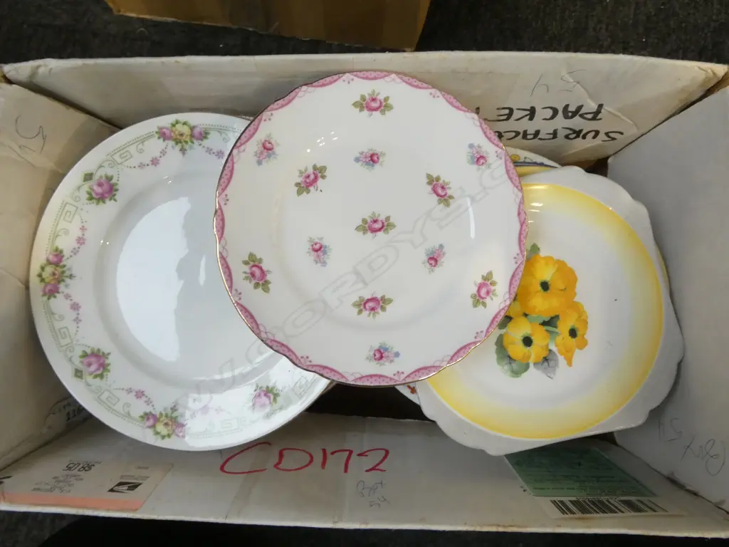 BOX LOT 50 SHELLEY CHINA SIDE PLATES MIXED PATS Image 1++