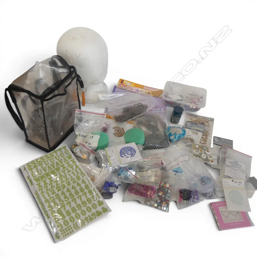 BOX LOT: CRAFT SUPPLIES.WITH MAKEUP AND EMPIRE MAGAZNES Image 1++