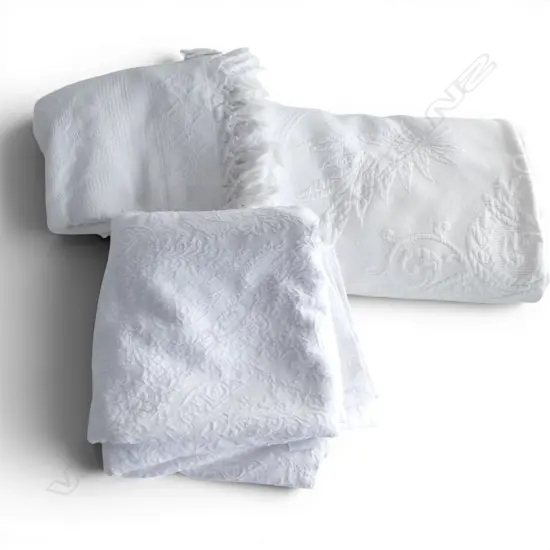 LINEA CASA PORTUGAL BEDCOVER + 2 ANTIQUE FRENCH MATELASSE MARRIAGE QUILTS 