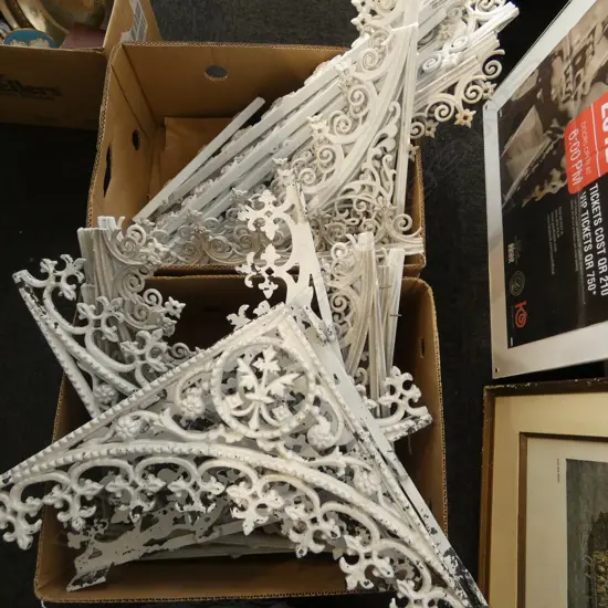 2 BOXES WHITE FRETWORK, MOSTLY PLASTIC