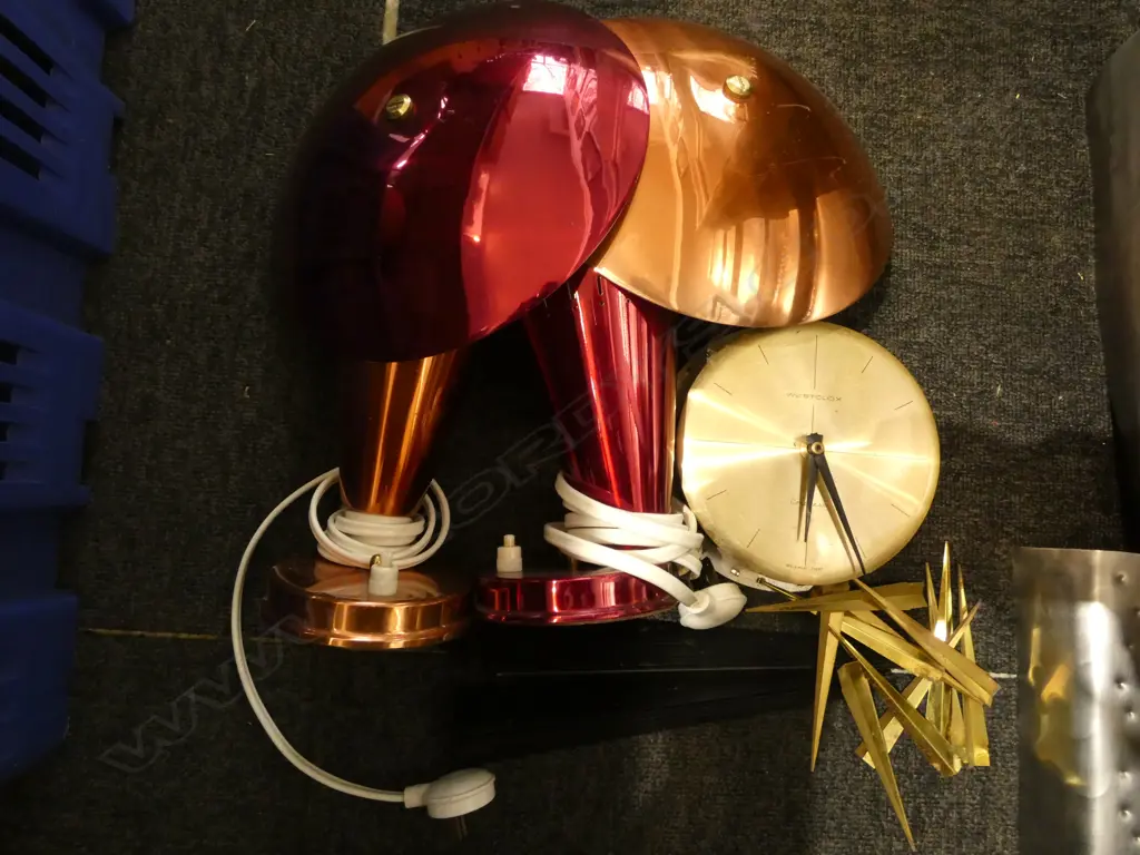 2 WALL LIGHTS, CLOCK etc Image 1++