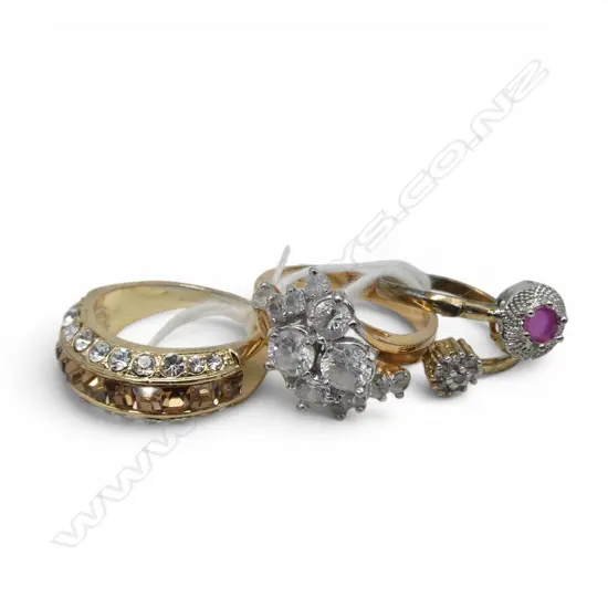 3 VINTAGE costume GEM SET RINGS