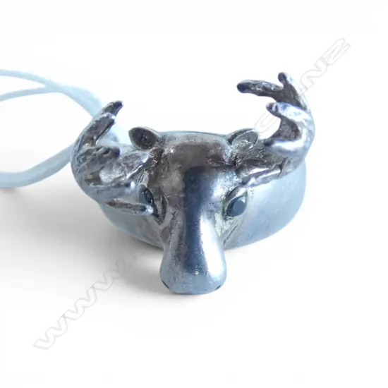 STERLING SILVER DEER HEAD RING WITH BLACK EYES SIZE Q